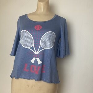 Chaser Top Womens XS Tennis Pickleball Graphic Tee T-Shirt Flowy Blouse linen